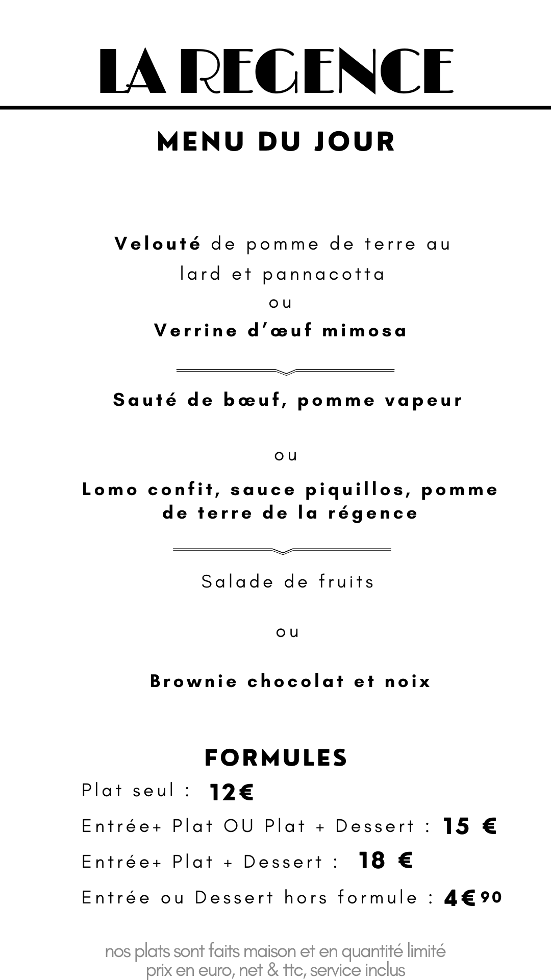 Menu du jour